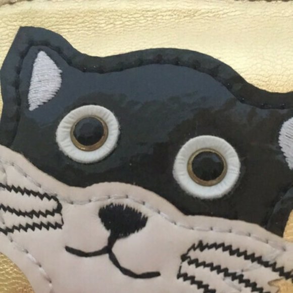 Sharif 1827 gold leather cat themed coin purse pouch - Picture 7 of 11